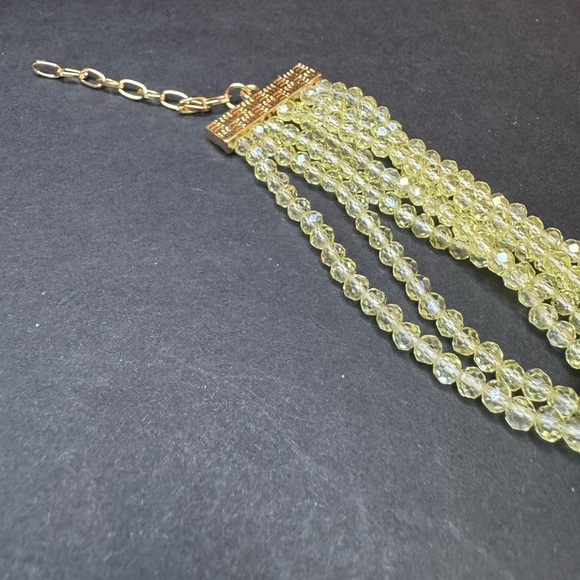 Yellow Magic Glass, Austrian Crystal Beaded Multi Strand Bracelet - Picture 3 of 3